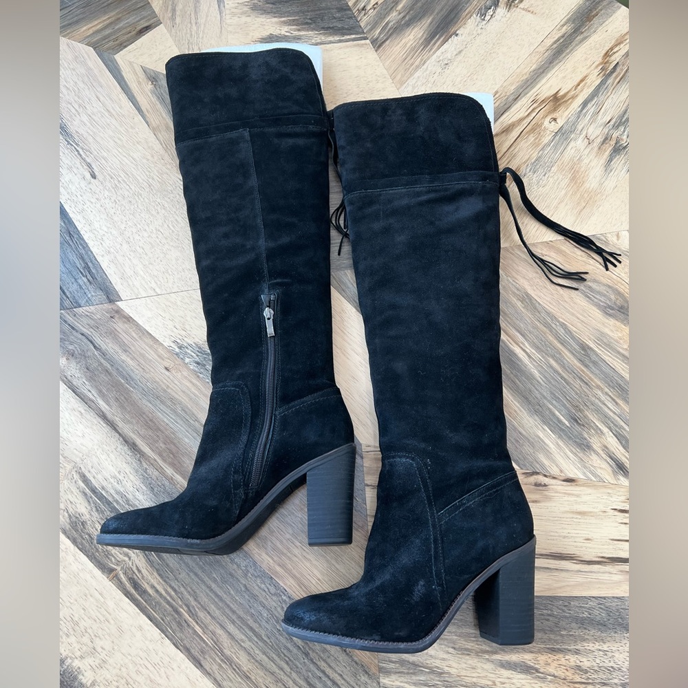 Brand New Franco Sarto suede black leather tall boots - sz 8.5